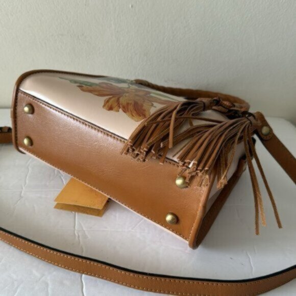 Patricia Nash Bag Paris SatchelParisian Floral Spot Print Cream w Tassel - Picture 11 of 13